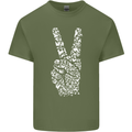 Peace Word Art Hippy Environment Mens Cotton T-Shirt Tee Top Military Green