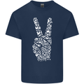 Peace Word Art Hippy Environment Mens Cotton T-Shirt Tee Top Navy Blue