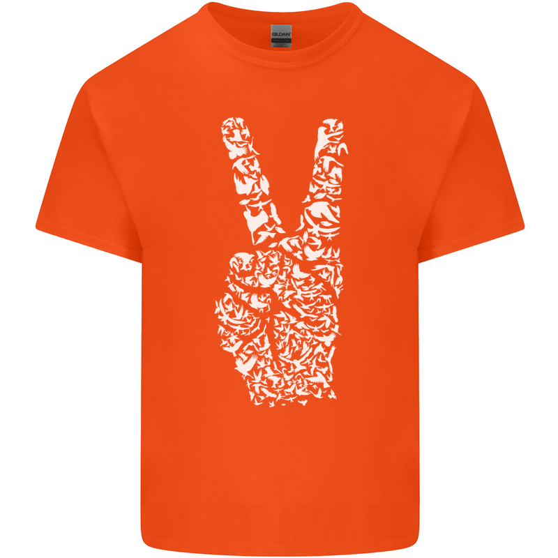 Peace Word Art Hippy Environment Mens Cotton T-Shirt Tee Top Orange