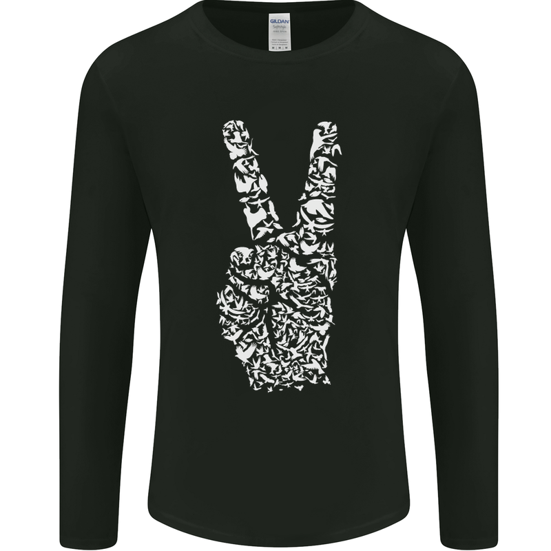 Peace Word Art Hippy Environment Mens Long Sleeve T-Shirt Black