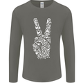 Peace Word Art Hippy Environment Mens Long Sleeve T-Shirt Charcoal