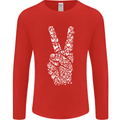 Peace Word Art Hippy Environment Mens Long Sleeve T-Shirt Red