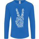 Peace Word Art Hippy Environment Mens Long Sleeve T-Shirt Royal Blue