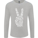 Peace Word Art Hippy Environment Mens Long Sleeve T-Shirt Sports Grey