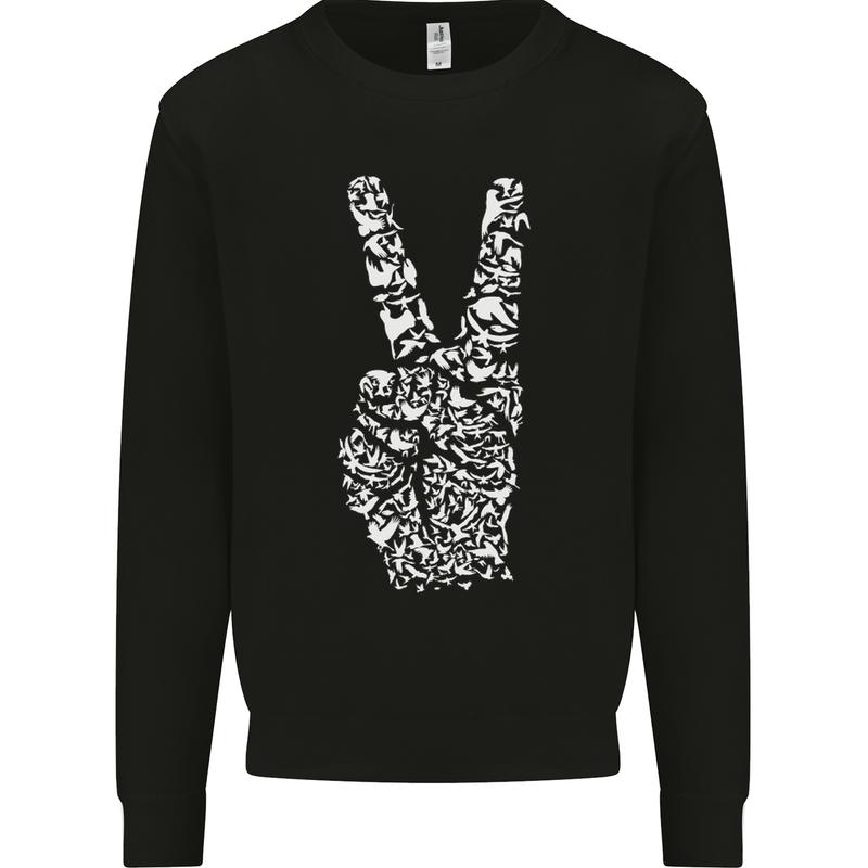 Peace Word Art Hippy Environment Mens Sweatshirt Jumper Black