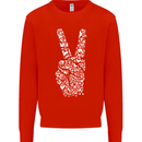Peace Word Art Hippy Environment Mens Sweatshirt Jumper Bright Red
