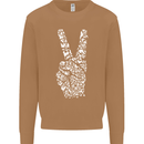 Peace Word Art Hippy Environment Mens Sweatshirt Jumper Caramel Latte