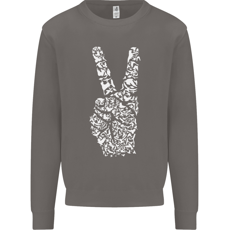 Peace Word Art Hippy Environment Mens Sweatshirt Jumper Charcoal