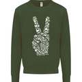 Peace Word Art Hippy Environment Mens Sweatshirt Jumper Forest Green