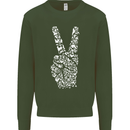 Peace Word Art Hippy Environment Mens Sweatshirt Jumper Forest Green