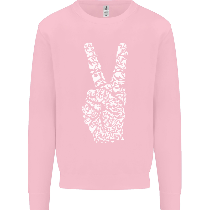 Peace Word Art Hippy Environment Mens Sweatshirt Jumper Light Pink