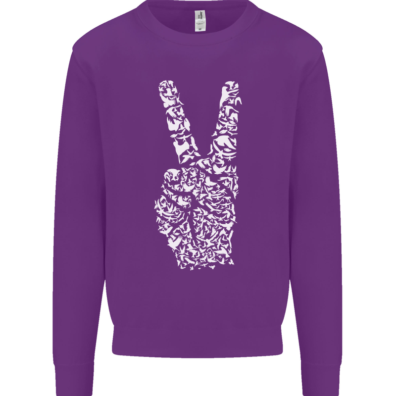 Peace Word Art Hippy Environment Mens Sweatshirt Jumper Purple