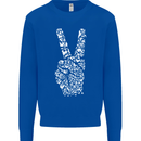 Peace Word Art Hippy Environment Mens Sweatshirt Jumper Royal Blue