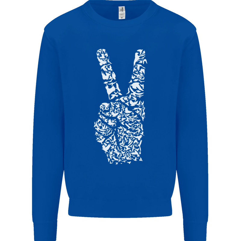 Peace Word Art Hippy Environment Mens Sweatshirt Jumper Royal Blue