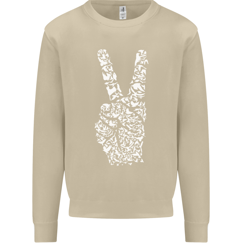 Peace Word Art Hippy Environment Mens Sweatshirt Jumper Sand