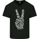 Peace Word Art Hippy Environment Mens V-Neck Cotton T-Shirt Black