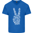 Peace Word Art Hippy Environment Mens V-Neck Cotton T-Shirt Royal Blue
