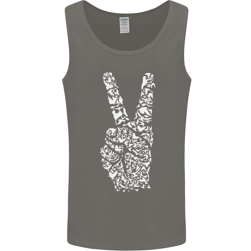 Peace Word Art Hippy Environment Mens Vest Tank Top Charcoal