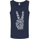 Peace Word Art Hippy Environment Mens Vest Tank Top Navy Blue