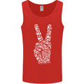 Peace Word Art Hippy Environment Mens Vest Tank Top Red