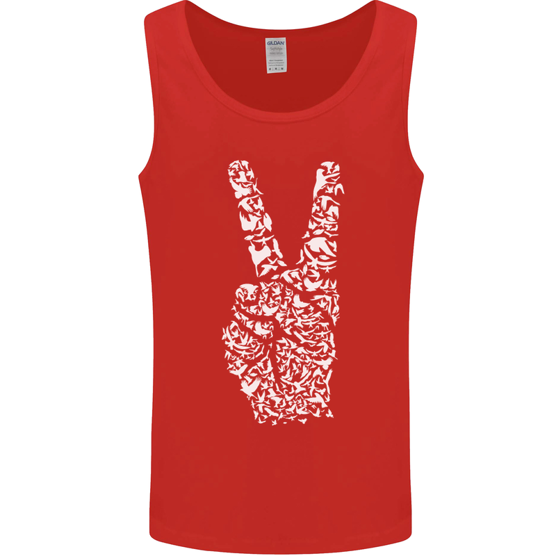 Peace Word Art Hippy Environment Mens Vest Tank Top Red