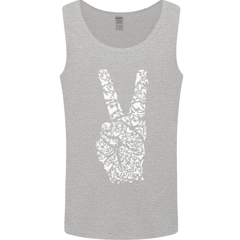 Peace Word Art Hippy Environment Mens Vest Tank Top Sports Grey