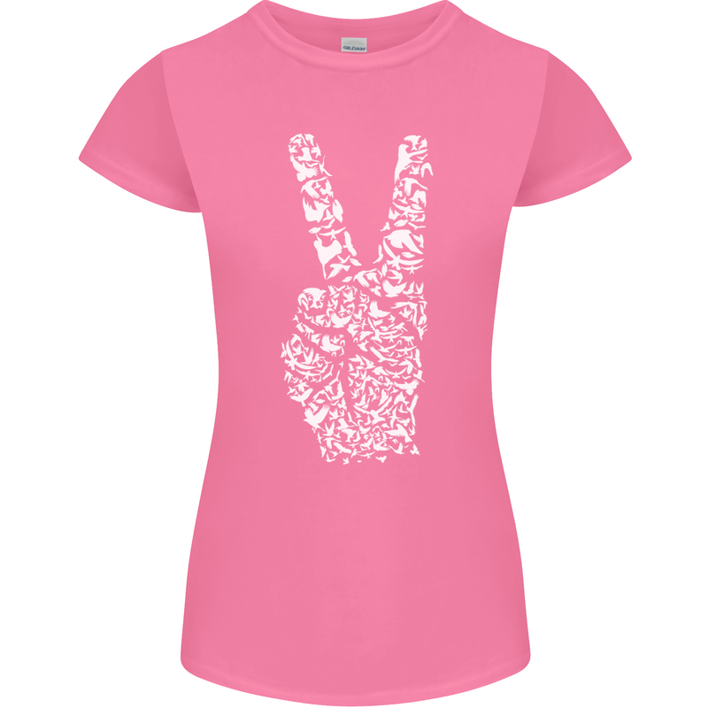 Peace Word Art Hippy Environment Womens Petite Cut T-Shirt Azalea