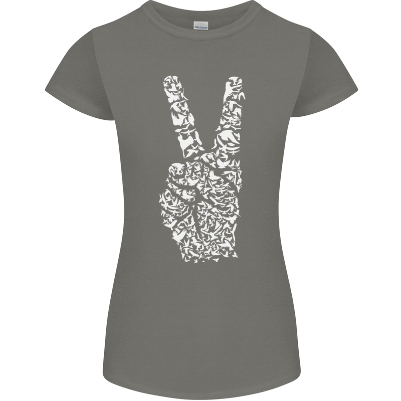 Peace Word Art Hippy Environment Womens Petite Cut T-Shirt Charcoal