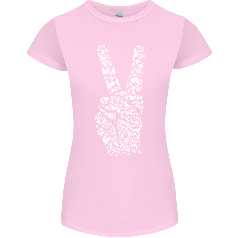 Peace Word Art Hippy Environment Womens Petite Cut T-Shirt Light Pink