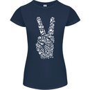 Peace Word Art Hippy Environment Womens Petite Cut T-Shirt Navy Blue