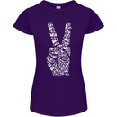 Peace Word Art Hippy Environment Womens Petite Cut T-Shirt Purple