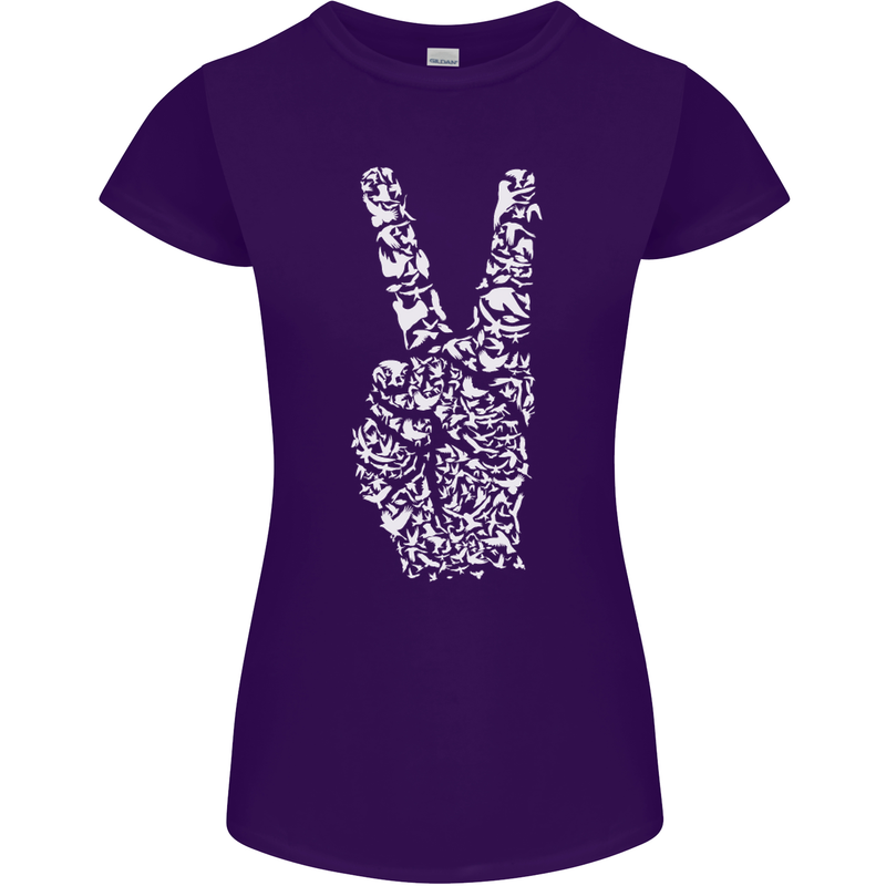 Peace Word Art Hippy Environment Womens Petite Cut T-Shirt Purple