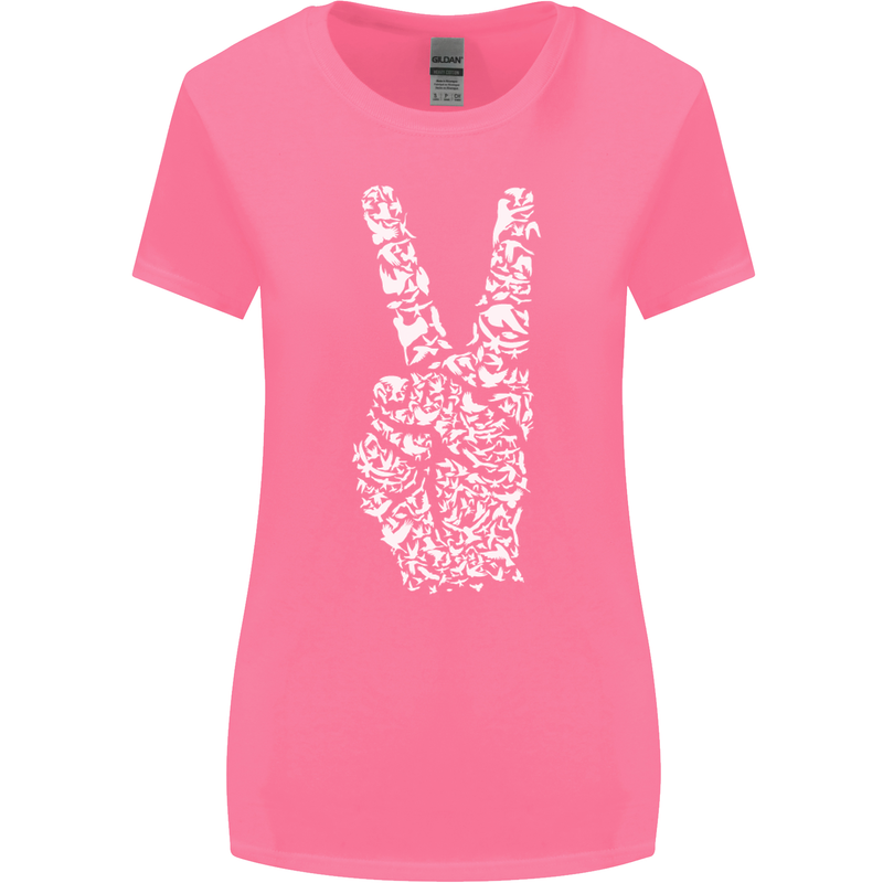 Peace Word Art Hippy Environment Womens Wider Cut T-Shirt Azalea