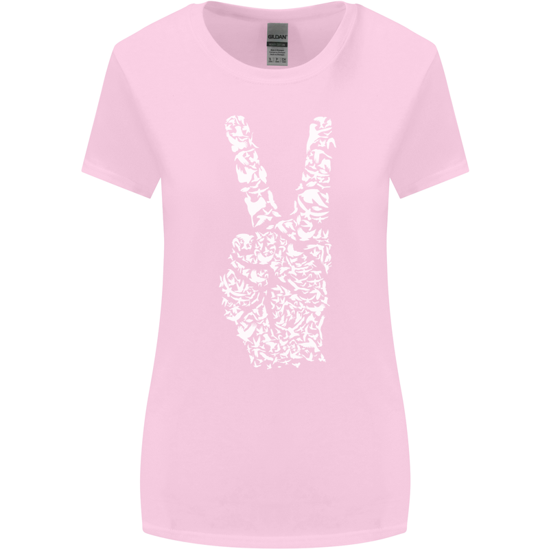 Peace Word Art Hippy Environment Womens Wider Cut T-Shirt Light Pink