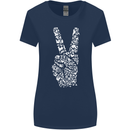 Peace Word Art Hippy Environment Womens Wider Cut T-Shirt Navy Blue