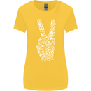 Peace Word Art Hippy Environment Womens Wider Cut T-Shirt Yellow