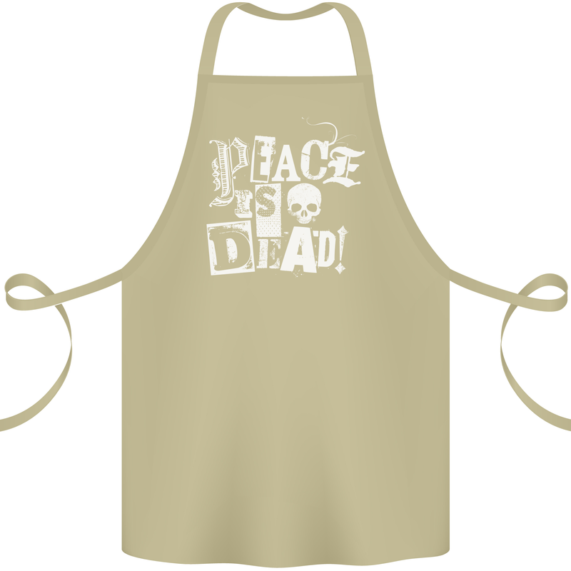 Peace is Dead War Anarchy Anarchist Skull Cotton Apron 100% Organic Khaki