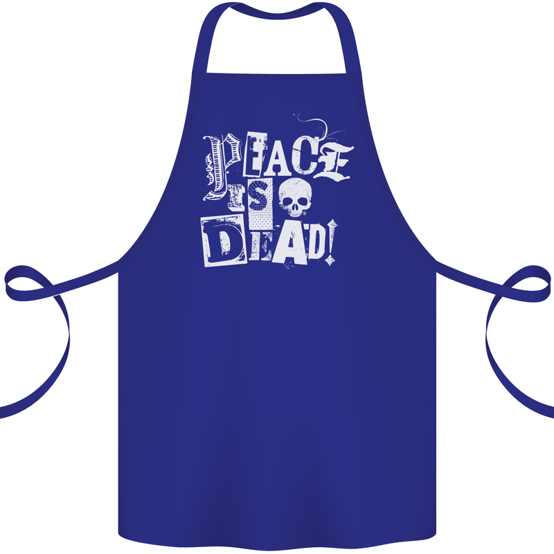 Peace is Dead War Anarchy Anarchist Skull Cotton Apron 100% Organic Royal Blue