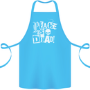 Peace is Dead War Anarchy Anarchist Skull Cotton Apron 100% Organic Turquoise