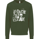 Peace is Dead War Anarchy Anarchist Skull Kids Sweatshirt Jumper Forest Green