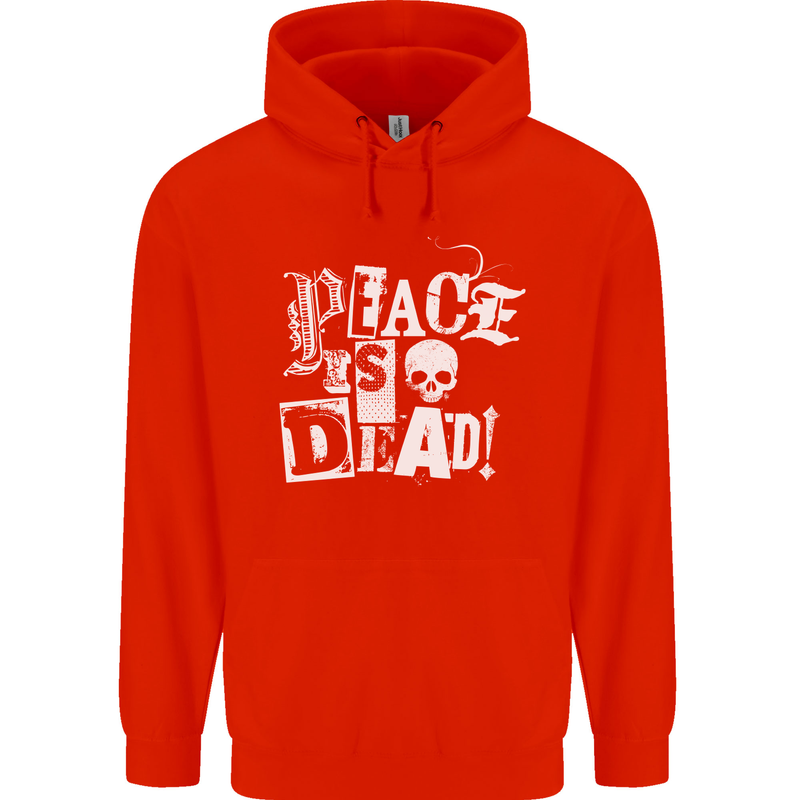 Peace is Dead War Anarchy Anarchist Skull Mens 80% Cotton Hoodie Bright Red