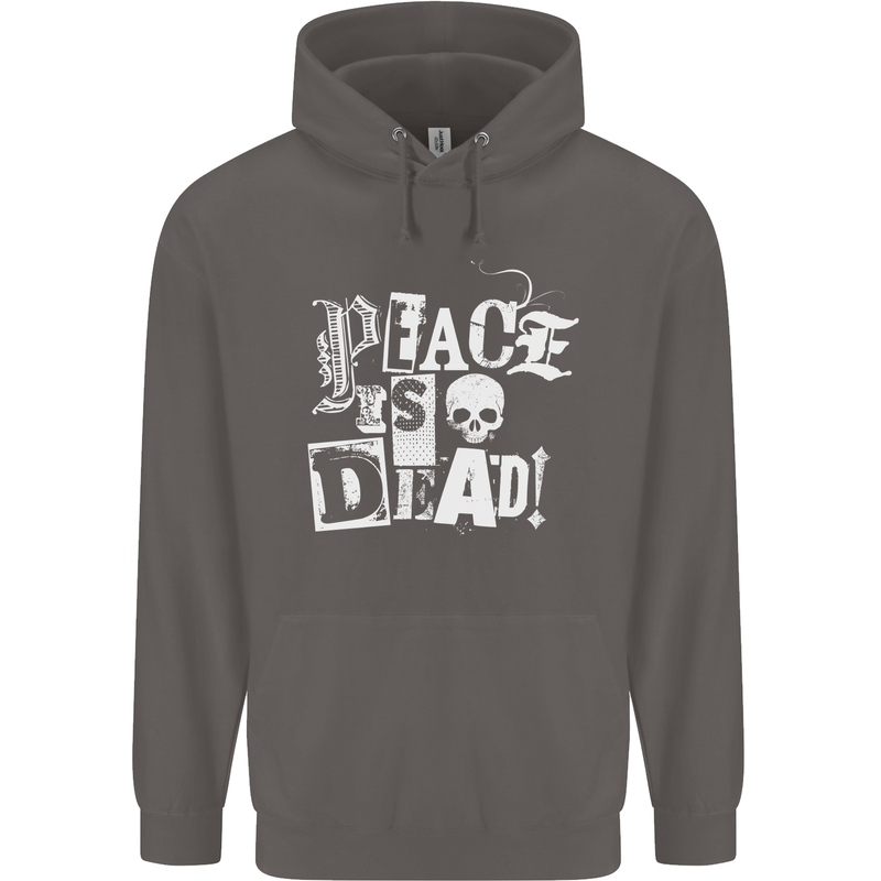 Peace is Dead War Anarchy Anarchist Skull Mens 80% Cotton Hoodie Charcoal