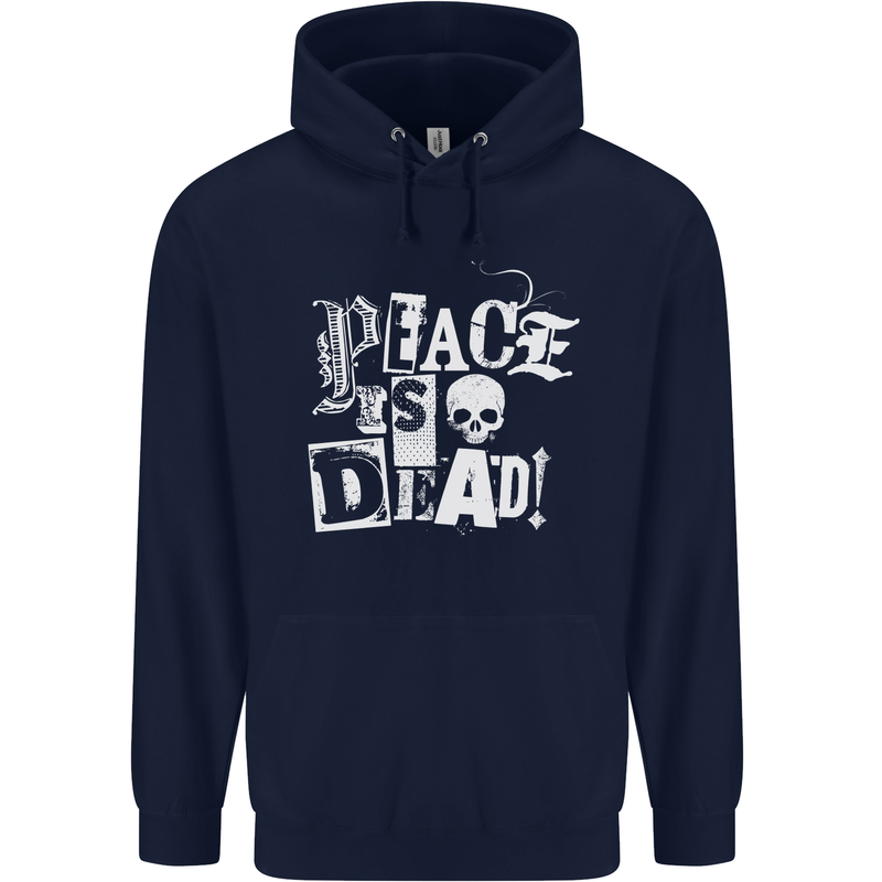 Peace is Dead War Anarchy Anarchist Skull Mens 80% Cotton Hoodie Navy Blue