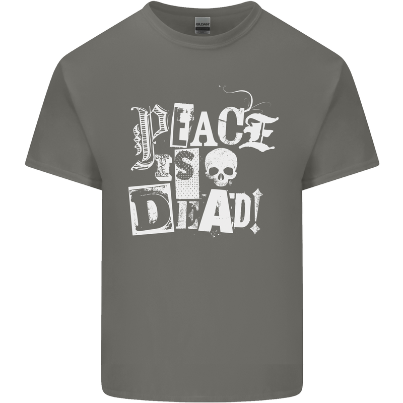 Peace is Dead War Anarchy Anarchist Skull Mens Cotton T-Shirt Tee Top Charcoal