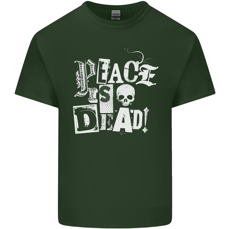 Peace is Dead War Anarchy Anarchist Skull Mens Cotton T-Shirt Tee Top Forest Green
