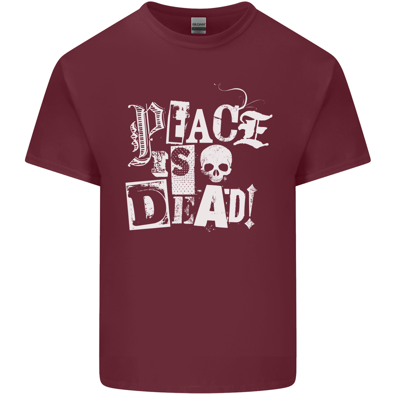 Peace is Dead War Anarchy Anarchist Skull Mens Cotton T-Shirt Tee Top Maroon