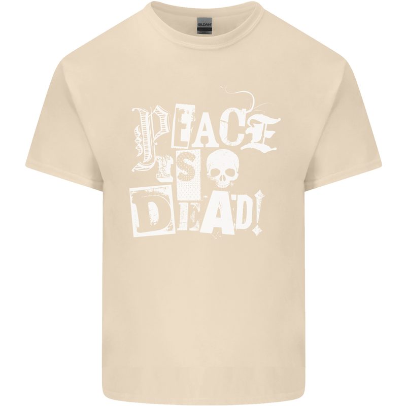 Peace is Dead War Anarchy Anarchist Skull Mens Cotton T-Shirt Tee Top Natural