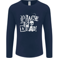 Peace is Dead War Anarchy Anarchist Skull Mens Long Sleeve T-Shirt Navy Blue