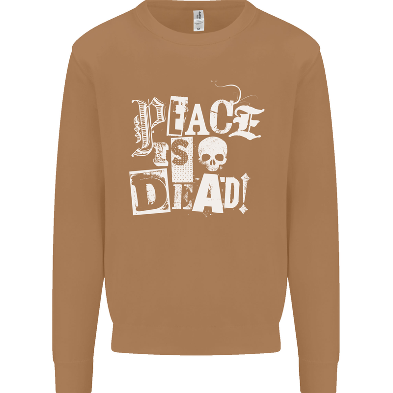 Peace is Dead War Anarchy Anarchist Skull Mens Sweatshirt Jumper Caramel Latte
