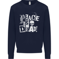 Peace is Dead War Anarchy Anarchist Skull Mens Sweatshirt Jumper Navy Blue